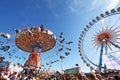 Chairoplane and big wheel at Oktoberfest Royalty Free Stock Photo