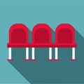 Chairs at airport icon, flat style Royalty Free Stock Photo