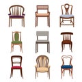 Chairs and armchairs icons set. Furniture collection. Chair in f Royalty Free Stock Photo
