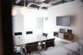 Chairs Around Boardroom Table In Empty Modern Meeting Room Royalty Free Stock Photo