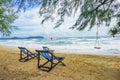 2 chairs on the beach for relaxing. Royalty Free Stock Photo