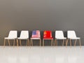 Chairs with flag of usa and ussr Royalty Free Stock Photo