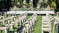 Chairs and flower for outdoor wedding event Royalty Free Stock Photo