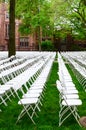 Chairs form a beautiful pattern on the grass land at Yale University Royalty Free Stock Photo