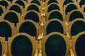 Chairs with green upholstery, rows Royalty Free Stock Photo