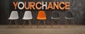 The chairs lined against a textured wall with an inviting message above. AI generated image Royalty Free Stock Photo