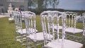 Chairs at the offsite wedding ceremony. Royalty Free Stock Photo