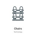 Chairs outline vector icon. Thin line black chairs icon, flat vector simple element illustration from editable technology concept Royalty Free Stock Photo