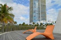 Chairs on pavilion, South Pointe Park, South Beach, Florida Royalty Free Stock Photo