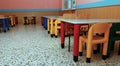 Chairs of a refectory of the school canteen Royalty Free Stock Photo