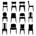 The chairs in the set for the house and office. Stools of different shapes. Vector image