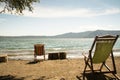 Chairs at the shore of lake Apoyo near Granada, Nicaragua Royalty Free Stock Photo
