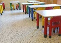 Chairs and small tables in the dining room of the nursery Royalty Free Stock Photo