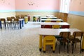 chairs and small tables of the refectory in early childhood school Royalty Free Stock Photo