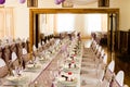 Chairs and table set with decorations Royalty Free Stock Photo