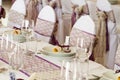 Chairs and table set with decorations Royalty Free Stock Photo