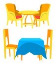 Dining Place, Chair and Table, Restaurant Vector Royalty Free Stock Photo