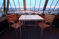 Chairs and table at terrace in restaurant Royalty Free Stock Photo