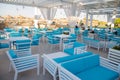 Chairs and tables in a beach restaurant Royalty Free Stock Photo