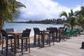Chairs and tables at a beach restaurant Royalty Free Stock Photo