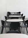 Chairs and tables in cafeteria
