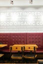 Chairs and tables inside a Pret a Manger cafe