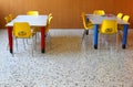 Chairs and tables in a kindergarten classroom Royalty Free Stock Photo