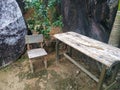 chairs and tables made of wood to relax Royalty Free Stock Photo