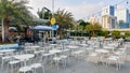 Chairs And Tables Of An Outdoor Cafeteria In Central Of Ho Chi Minh City, Vietnam.