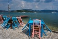 Chairs and tables tavern by the sea