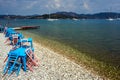 Chairs and tables tavern by the sea on the island of Lefkada