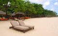 Chairs and umbrellas on beach Royalty Free Stock Photo