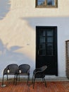 Sunlights shining chairs with shadows