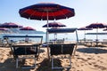 Chairs on urban beach in giardini naxos town