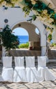 Chairs for the wedding. Thermal springs of Kallithea. Rhodes