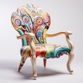 Colorful Art Nouveau Chair: Ceramic Street Art Inspired Design