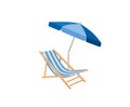 Chaise longue, parasol. Deck chair summer beach resort symbol of holidays Royalty Free Stock Photo