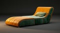 Realistic And Hyper-detailed Green And Orange Sofa Bed