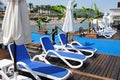Chaise lounges from the sun on a beach
