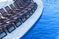 Chaise lounges at the swimming pool in spa resort. Mexico. Royalty Free Stock Photo