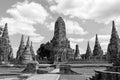 Chaiwatthanaram Temple in black and white, Ayutthaya,Thailand Royalty Free Stock Photo