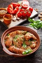 Chakhokhbili, stewed chicken in spicy tomato sauce Royalty Free Stock Photo