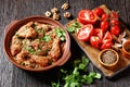 Chakhokhbili, stewed chicken in spicy tomato sauce Royalty Free Stock Photo