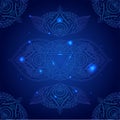 Chakra Ajna on a Dark Blue Background. Vector Royalty Free Stock Photo