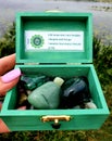 Chakra Box for Chakra Stones 7 Colours on a Stone in Nature Plants Spiritual HEART GREEN CHAKRA