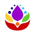 7 chakra color icon symbol logo sign, flower floral, vector design
