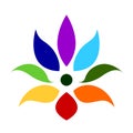 7 chakra color icon symbol logo sign, flower floral, vector illustration