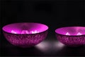 Chakra crystal stones, calm energy flow, art mind spiritual mental health therapy, Crystal singing bowls with pink light