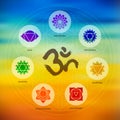 Chakra icon set on colorful blur background Royalty Free Stock Photo