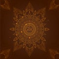 Chakra Manipura on a Dark Brown Background. Vector Royalty Free Stock Photo